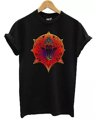 Buy Ganesh Mandela Black T Shirt Colourful Rainbow Sad God Hindu Fashion Urban Indie • 15.99£