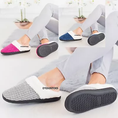 Buy Ladies Womens Warm Faux Fur Lined Comfy Hard Sole Outdoor Slippers Shoes Size • 5.99£