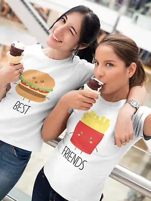 Buy Best Friends T-shirt Burger And Fries Womens And Girls Friendship Summer Tee • 10.76£