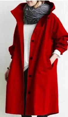 Buy Women Oversized Hooded Windbreaker Fashion Long Jacket Loose Coat Trench Coat • 15.88£