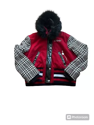 Buy COOGI Hooded Faux Fur Jacket Red Plaid Sleeves 3X • 75.77£