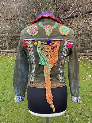 Buy Stunning Antica Sartoria By Giacomo Cinque Embellished Women’s Denim Jacket UK S • 75£