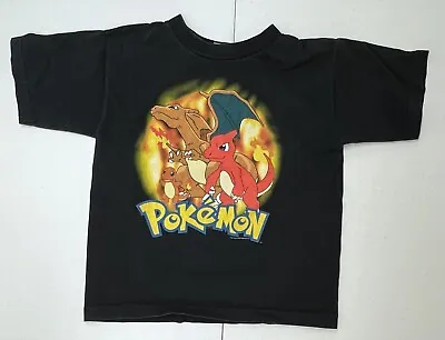 Buy Vintage 1999 Pokemon Charmander Evolution T-Shirt Made In USA Youth Large Black • 39.47£