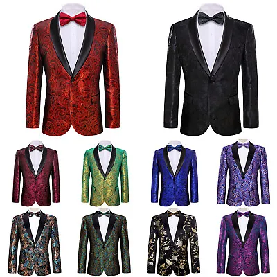 Buy Mens Suit Floral Paisley Tuxedo Closure Collar One Button Slim Fit Blazer Jacket • 59.99£