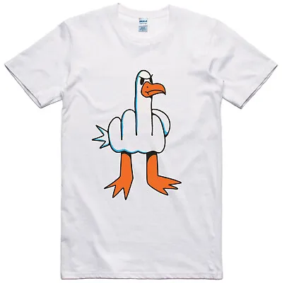 Buy Mens Funny T-Shirt Rude Seagull Design Regular Fit 100% Cotton Tee • 9.99£