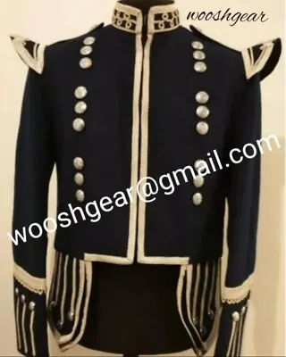 Buy Doublet Tunic Military Piper Drummer Black Jacket Uk54R Black & Silver 100%Wool • 89.99£