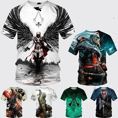 Buy Game Assassin's Creed Casual Women Men T-Shirt 3D Print Short Sleeve Tee Tops • 9.59£