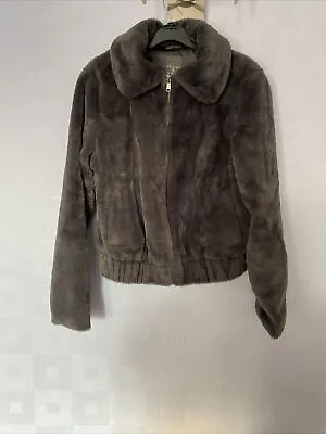 Buy Primark Ladies Grey Faux Fur Short Bomber Jacket Coat Size 6 - 8 Xs • 9.99£