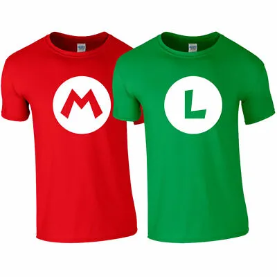 Buy  MARIO Red LUIGI Green T- Shirt Top Super Brothers Gaming Retro Adults Kids Tops • 9.99£