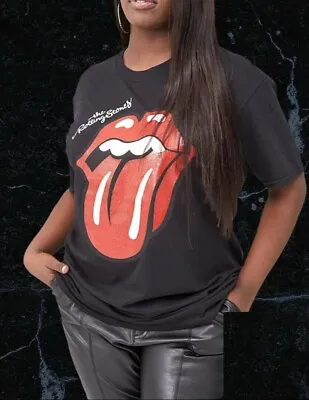 Buy The Rolling Stones  Black And Red Lips Vintage Look T Shirt Size L 100% Cotton • 15.90£