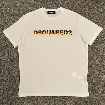 Buy Dsquared2 Flame T-shirt In White 100% Authentic • 75£