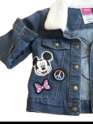 Buy Toddler Girl Disney Mickey Minnie Mouse Denim Jacket Size 4T • 22.02£