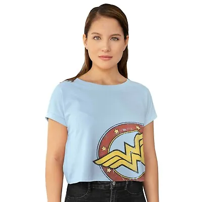 Buy Wonder Woman DC Comics Crop T-Shirt Adults Womens S-XXL Top Tee Blue Red Yellow • 15.99£