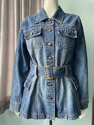 Buy KELSO JEANSWEAR Ladies 100% Cotton Blue Denim Lightweight Belted Jacket Size S • 8£