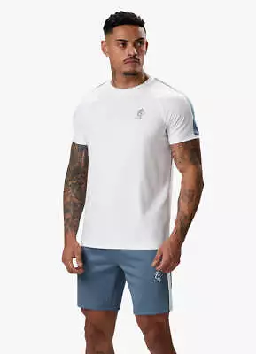 Buy Gym King T-Shirt Mens Short Sleeve Crew Neck Core Plus Poly Tee White Stone Blue • 29.99£