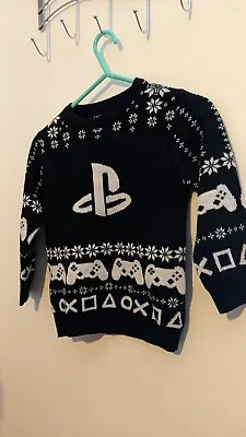 Buy Boys Black Playstation Christmas Jumper Age 4-5 • 3.99£