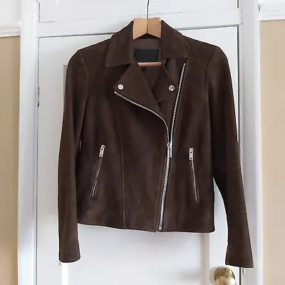 Buy Massimo Dutti Dark Green/brown Suede Leather Jacket • 55£