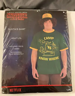 Buy NEW Netflix Stranger Things Dustin's Shirt ADULT L/XL Camp Green • 15.07£