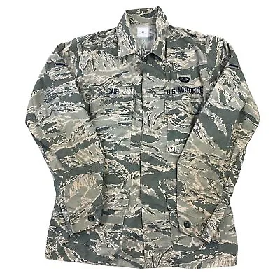 Buy US Air Force Green Military Jacket Long Camouflage Button Up Mens Medium • 19.99£