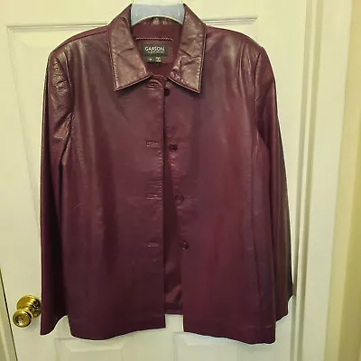 Buy Garson By Rem Garson Leather Jacket Womans Size 14 Burgundy / Purple Dual Colors • 23.47£
