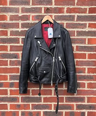 Buy All Saints Ladies BILLIE Oversized Leather Biker Jacket EXTRA SMALL UK4 US0 A98 • 259.99£