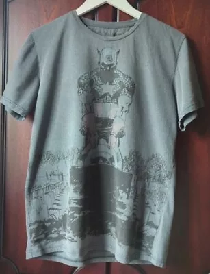 Buy Captain America T Shirt Marvel Comics Merch Tee Size Large Grey • 13.30£