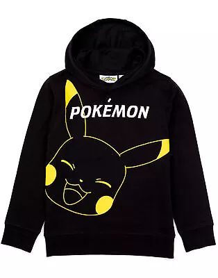 Buy Pokemon Hoodie Boys Kids Game Gifts Pikachu Black Jumper Pullover • 17.99£