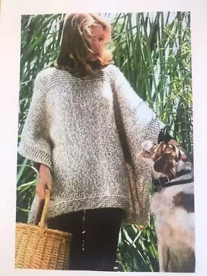 Buy Laminated Knitting Pattern Easy Knit All In One Piece Chunky Yarn Poncho Tabard  • 1.89£