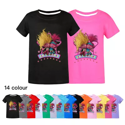 Buy New Boys Girls T-shirt Trolls Casual Short Sleeve Kids Cotton T-Shirt Tops Gift  • 9.78£