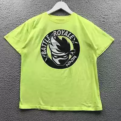 Buy Ninja Battle Royale T-Shirt Boys Youth XXL Short Sleeve Crew Neck Neon Green • 7.89£