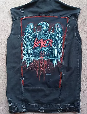Buy SLAYER Heavy Metal Denim Battle Jacket Vest Oversized (measurements In Desc) • 50.99£