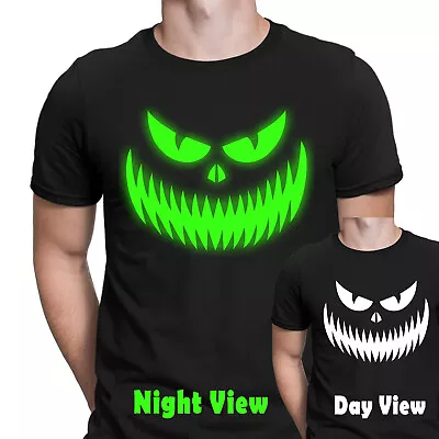 Buy Halloween T-Shirt Glow In The Dark Pumpkin Face Scary Spooky Mens T Shirts #HD3 • 9.99£