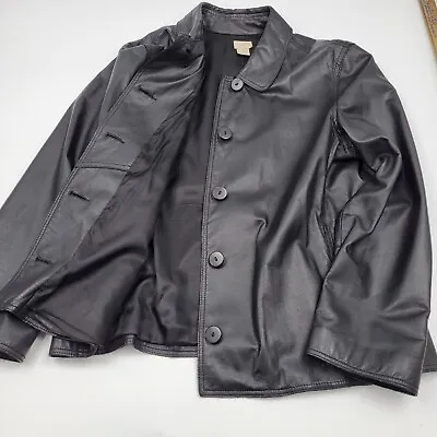 Buy J Jill Women's M Medium Genuine Leather Long Sleeve Button Front Jacket • 26.82£
