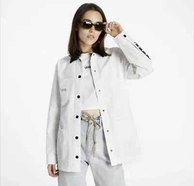 Buy Vans Jacket Women's S Small Make Me Your Own Chore Drill White Oversized Coat • 12.06£