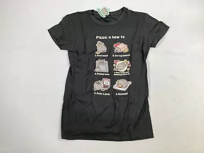 Buy Womens Pusheen Black Pizza Cat Graphic T Shirt Size L Large NEW • 18.89£