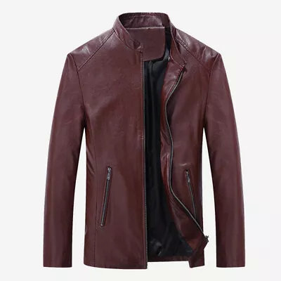 Buy Autumn Men's Pu Leather Jacket Slim Thin Motorcycle Jackets Casual Coat Outwear • 35.06£