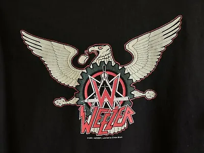 Buy Vintage Weezer Band T-Shirt MEDIUM Metal Eagle GEEKTANIC WEEZMACHT 2001 Black • 40£