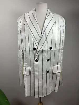 Buy Anine Bing Jackets & Coats Anine Bing Ryan Pinstripe Black And White Blazer, L • 123.13£