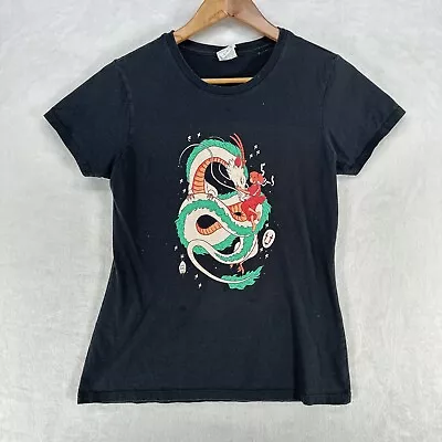 Buy Spirited Away Shirt Womens Small Black Baby Tee Haku Dragon Short Sleeve Cartoon • 7.94£
