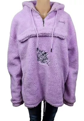 Buy Doomsday Co Pink Sharpa Hoodie Womens Size Large 1/4 Zip Oversized Hidden Pocket • 19.66£