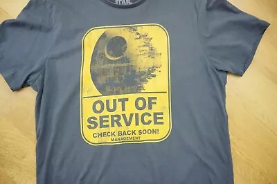 Buy Men's Genuine Star Wars Graphic T-Shirt In Blue Out Of Service Death Star Size L • 6.99£