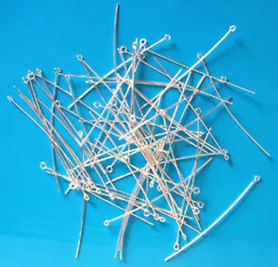 Buy 100 X 2  Thin Hard SP Eyepins, Jewellery Findings For Jewellery Making Crafts • 2.95£