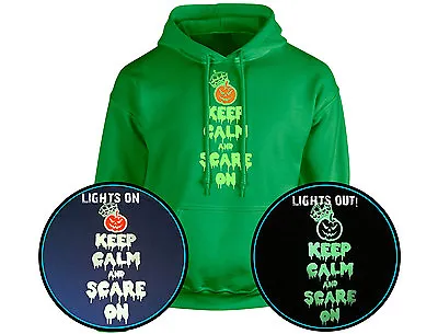 Buy Keep Calm And Scare On Halloween GLOW IN THE DARK Unisex Hoodie 10 Colours (S-5X • 21.20£