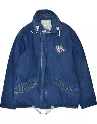 Buy VINTAGE Womens Denim Windbreaker Jacket UK 16 Large Blue Cotton JE10 • 17.85£