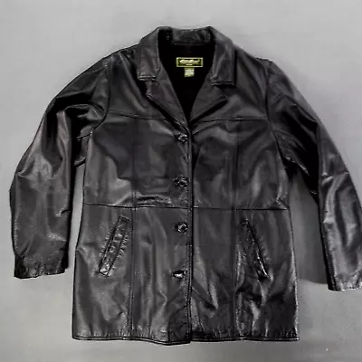 Buy Vintage Eddie Bauer Women's Genuine Leather Button Up Jacket Coat Size L • 47.35£