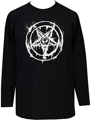Buy Mens Long Sleeve Baphomet Top Pentagram Satanic Gothic Occult Goat Goth • 20.95£