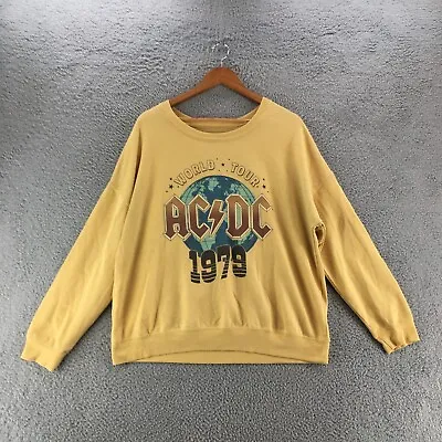Buy AC DC World Tour 1979 Long Sleeve Tee Womens XL Yellow Pullover Merch Casual • 18.30£