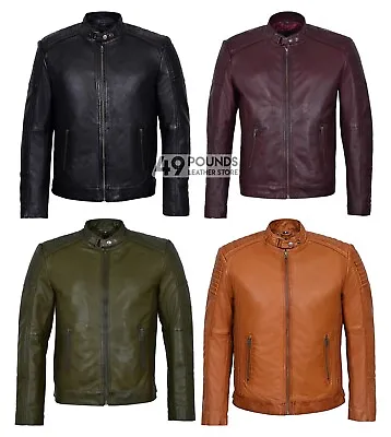 Buy Men's  Biker Style Soft Padded Real Lambskin Leather Jacket 1829-B • 44.10£