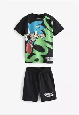 Buy Next Boys Sonic The Hedgehog Age 10 Yrs Set T-Shirt Shorts Black New With Tags • 10.99£