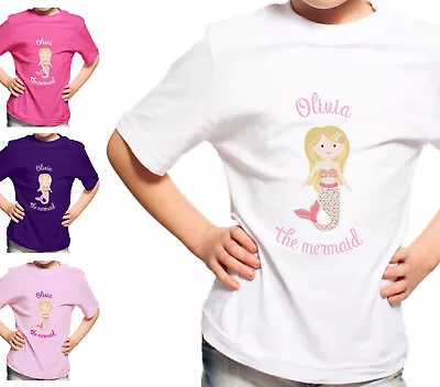 Buy Personalised Childrens Mermaid T-Shirt Girls Boys Tshirt Kids Top Gift • 8.99£